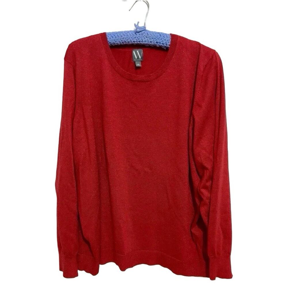 Worthington womens Red Knit Pullover Sweater Crew Neck Long Sleeve 3X